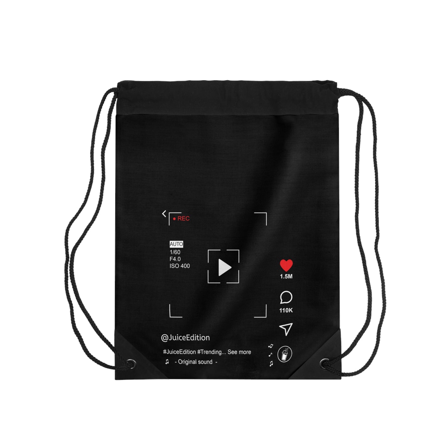 Juice Edition Personalized Drawstring Bag — Social Media Screenplay Print | Creator Carry